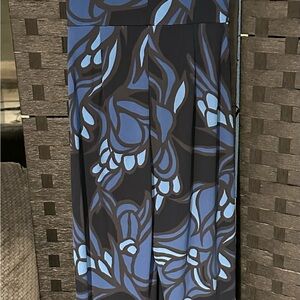 H&M Wide Leg Pants with Blue and Black Floral Design